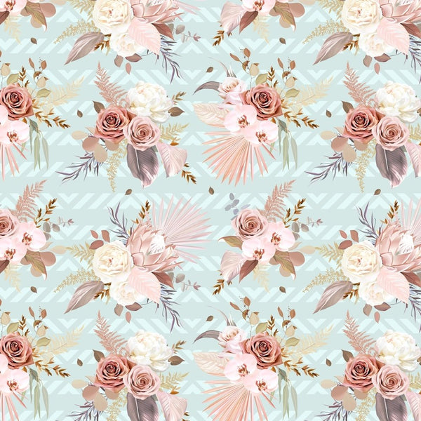 Trendy Florals, Floral Bouquet Fabric - Blue - ineedfabric.com