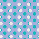 Tri-Color Retro Polka Dots Fabric - Green/White/Purple - ineedfabric.com