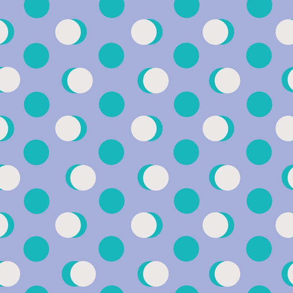 Tri-Color Retro Polka Dots Fabric - Green/White/Purple - ineedfabric.com