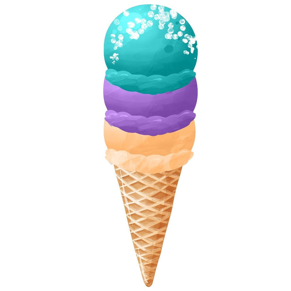 Triple Ice Cream Cone with White Sprinkles Fabric Panel - ineedfabric.com