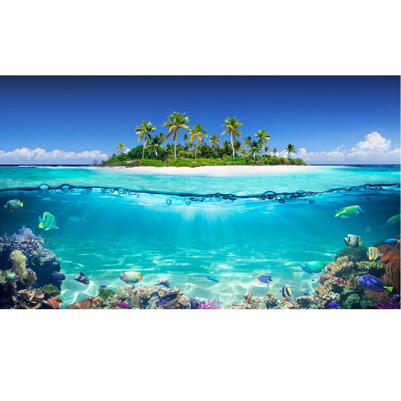 Tropical Island And Coral Reef Fabric Panel - ineedfabric.com