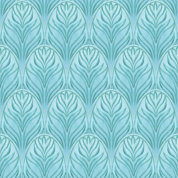 Tropical Love Feather Fabric - Blue - ineedfabric.com