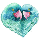 Tropical Love Heart Parrots Fabric Panel - ineedfabric.com