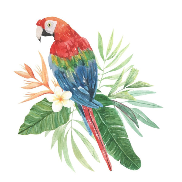 Tropical Parrot & Hibiscus Fabric Panel - ineedfabric.com