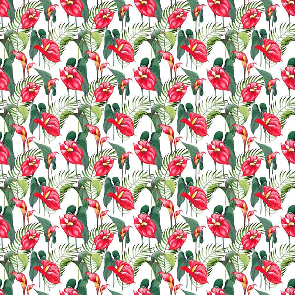Tropical Red Anthurium Fabric - ineedfabric.com