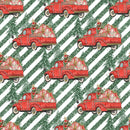 Trucks & Trees Striped Fabric - Green - ineedfabric.com