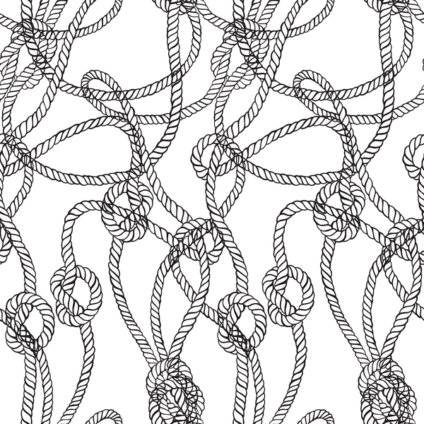 Twisted Ropes & Knots Fabric - Black/White - ineedfabric.com