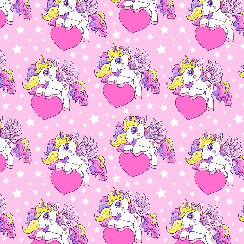 Unicorn Hearts & Stars Fabric - Pink - ineedfabric.com