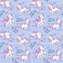 Unicorns and Diamonds Follow Your Dreams Fabric - Blue - ineedfabric.com