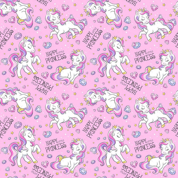 Unicorns and Diamonds Follow Your Dreams Fabric - Pink - ineedfabric.com