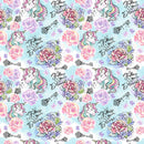 Unicorns And Roses Follow Your Dreams Fabric - Blue - ineedfabric.com