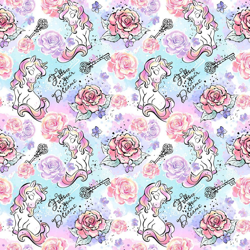 Unicorns Follow Your Dreams Fabric - Multi - ineedfabric.com