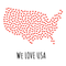United States Map With Hearts Fabric Panel - ineedfabric.com