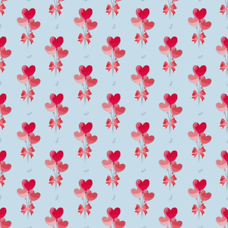 Valentine Balloon Hearts Fabric - Blue - ineedfabric.com