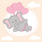 Valentine Elephants Flying on Balloons Fabric Panel - ineedfabric.com