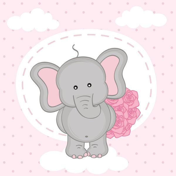 Valentine Elephants with Bouquet of Roses Fabric Panel - ineedfabric.com