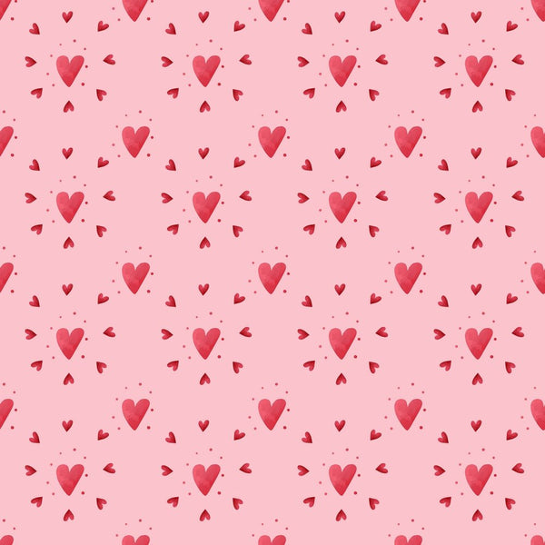 Valentine Hearts Fabric - Pink - ineedfabric.com