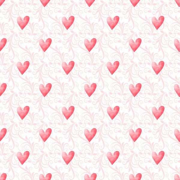Valentine Hearts on Vines Fabric - ineedfabric.com