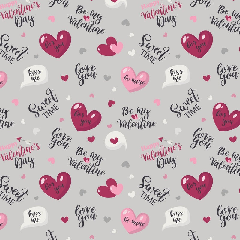Fun Sewing Be My Valentine Gnome Fabric - White Normal Print