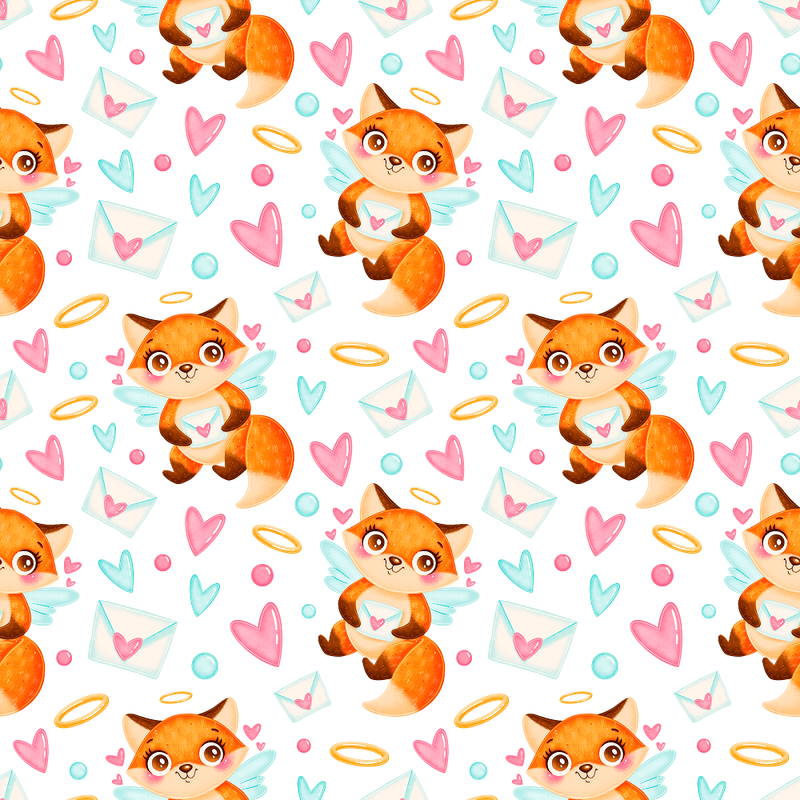 Valentine's Day Foxes Fabric - ineedfabric.com