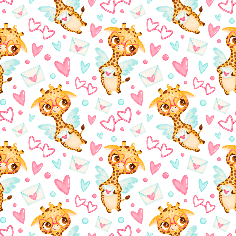 Valentine's Day Giraffes Fabric - ineedfabric.com