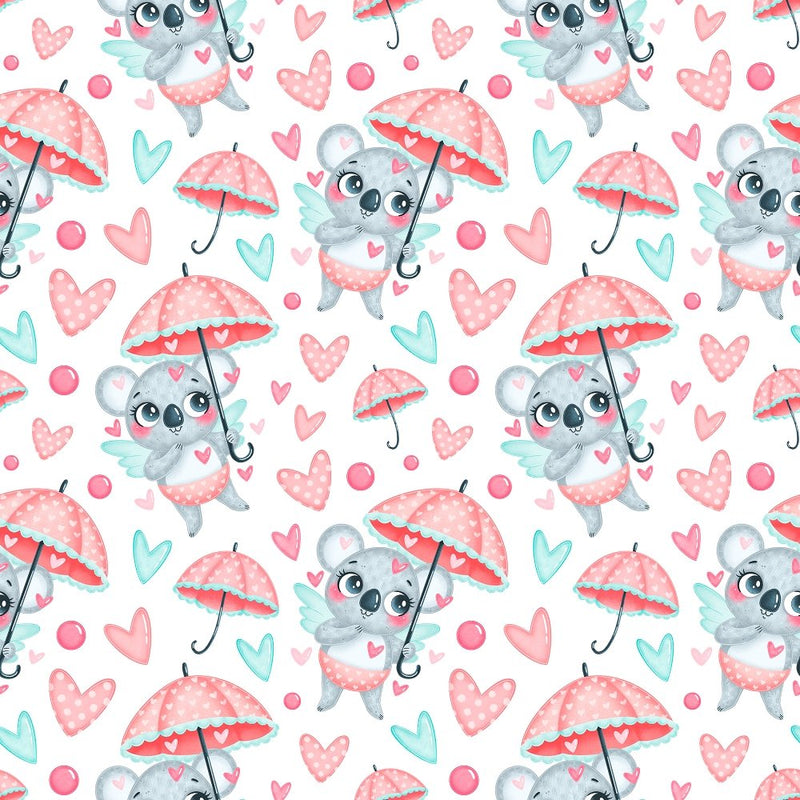 Valentine's Day Koalas Fabric - ineedfabric.com