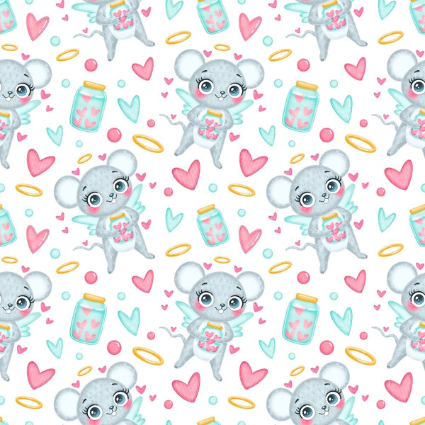 Valentine's Day Mice Fabric - ineedfabric.com