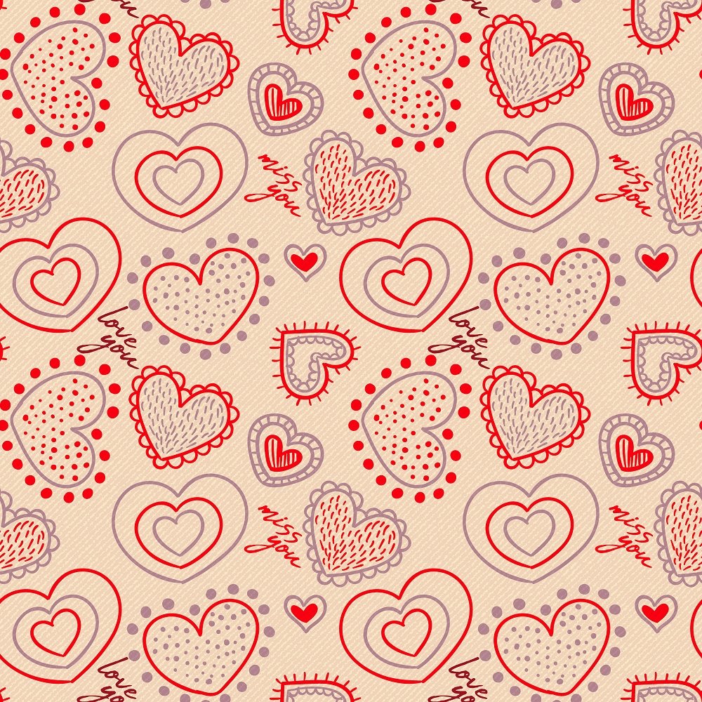 Valentine's Day Seamless Pattern, Cute Valentines Repeat Pattern Design,  Instant Download, Patterns for Fabric, Hearts Pattern, Love Pattern 