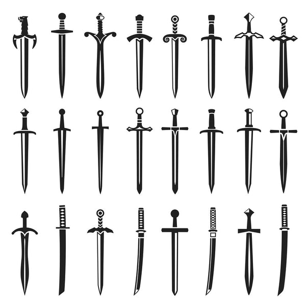 Various Swords Fabric - Black/White - ineedfabric.com