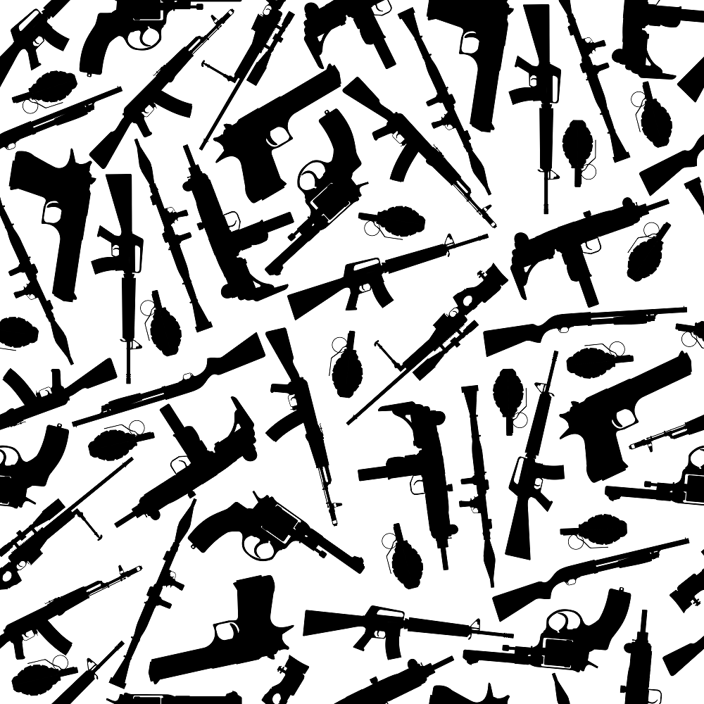 Various Weapons Silhouette Fabric –