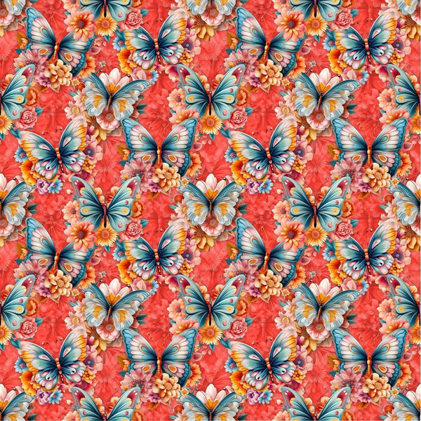 Vibrant Butterflies & Floral Fabric - ineedfabric.com