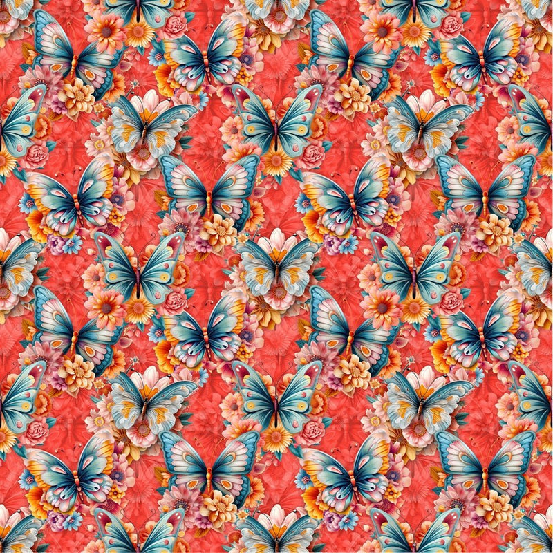 Vibrant Butterflies & Floral Fabric - ineedfabric.com