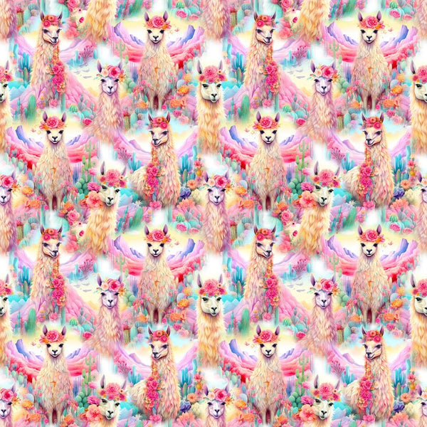 Vibrant Colorful Llama Fabric - ineedfabric.com