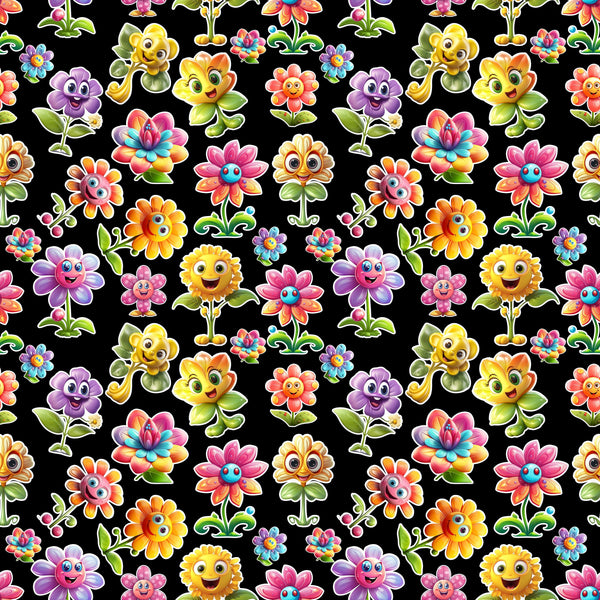 Vibrant Dancing Cartoons Fabric - ineedfabric.com