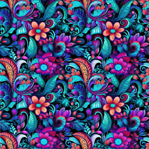 Vibrant Psychedelic Floral Fabric - ineedfabric.com