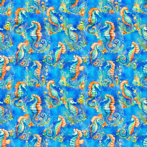 Vibrant Seahorse Fabric - ineedfabric.com