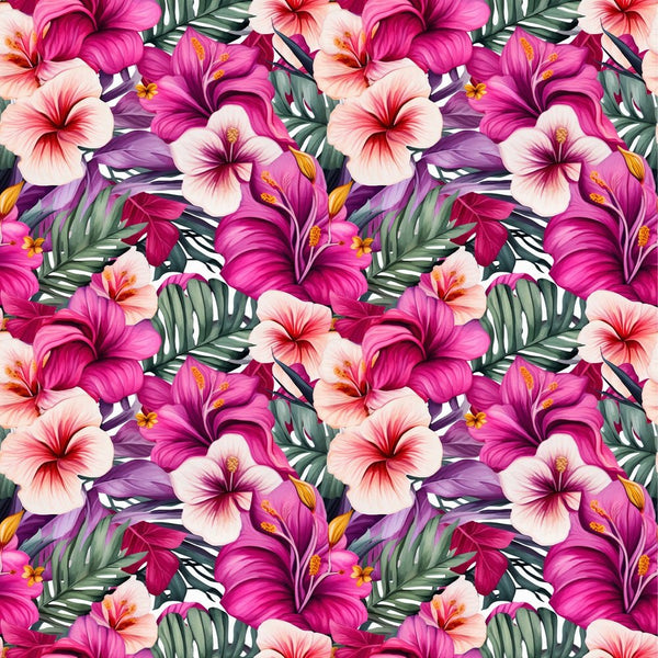Vibrant Tropical Flowers Fabric - ineedfabric.com
