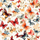 Vibrant Watercolor Butterflies 12 Fabric - ineedfabric.com