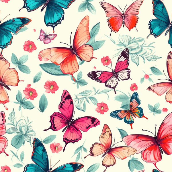 Vibrant Watercolor Butterflies 6 Fabric - ineedfabric.com