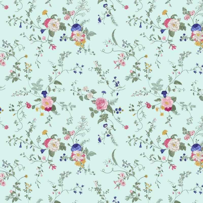 Victorian Floral Fabric - Blue - ineedfabric.com