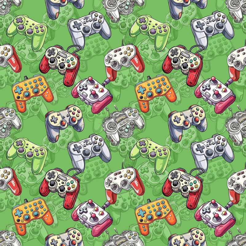 Video Game Controller Fabric - Green - ineedfabric.com