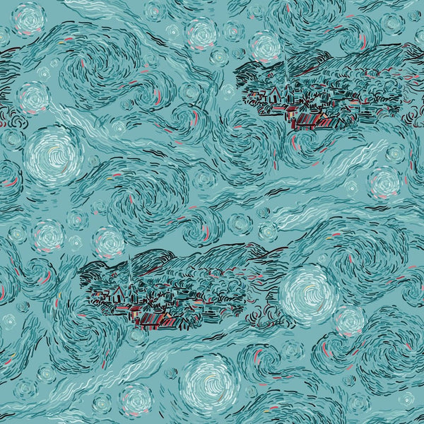 Vincent Sky Fabric - Turquoise - ineedfabric.com