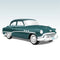 Vintage American Car Fabric Panel - Green - ineedfabric.com