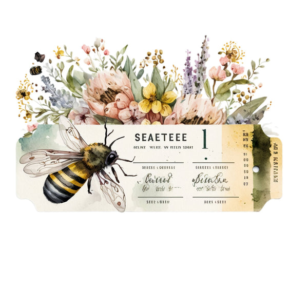Vintage Bee Ticket Fabric Panel - ineedfabric.com
