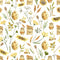 Vintage Bees, Beehives and Withered Plants Fabric - ineedfabric.com