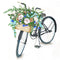 Vintage Black Bicycle with Wild Flower Basket Fabric Panel - ineedfabric.com