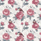 Vintage Blooming English Roses & Birds Fabric - Antique White - ineedfabric.com