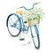 Vintage Blue Bicycle with Flower Basket Fabric Panel - ineedfabric.com