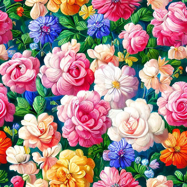 Vintage Bright Flowers Fabric - ineedfabric.com