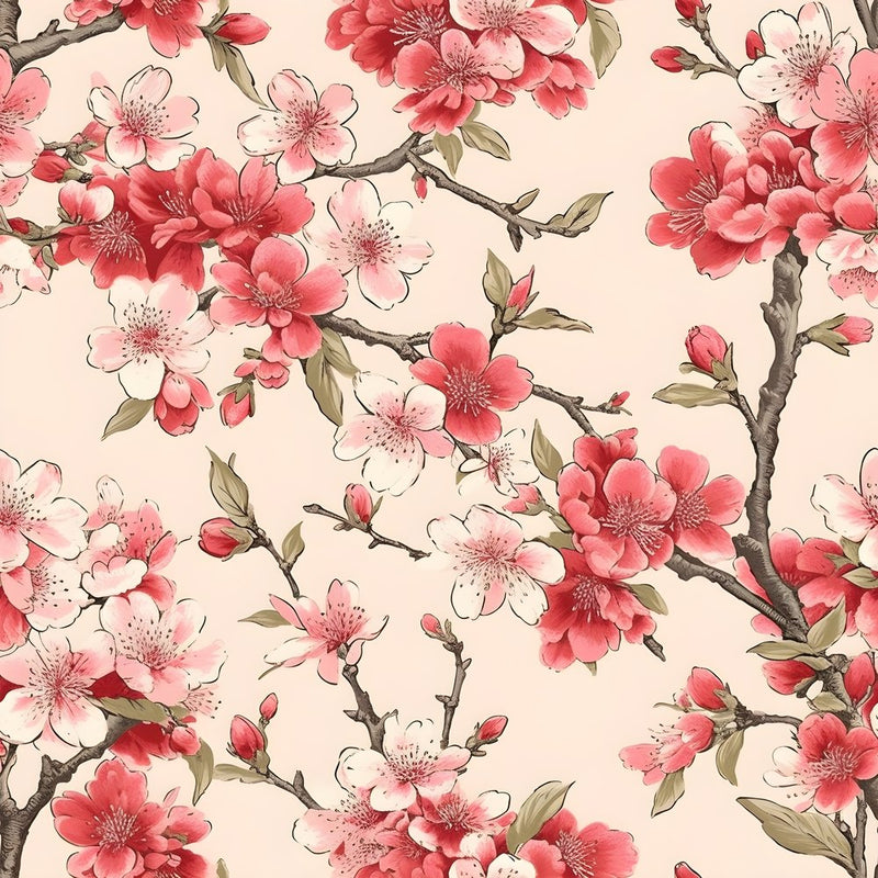 Vintage Cherry Blossom Pattern 3 Fabric – ineedfabric.com